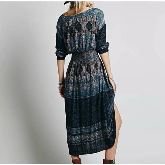 Free People She's A Lady Reversible Maxi Dress Boho Folk Size XS - Picture 2 of 9